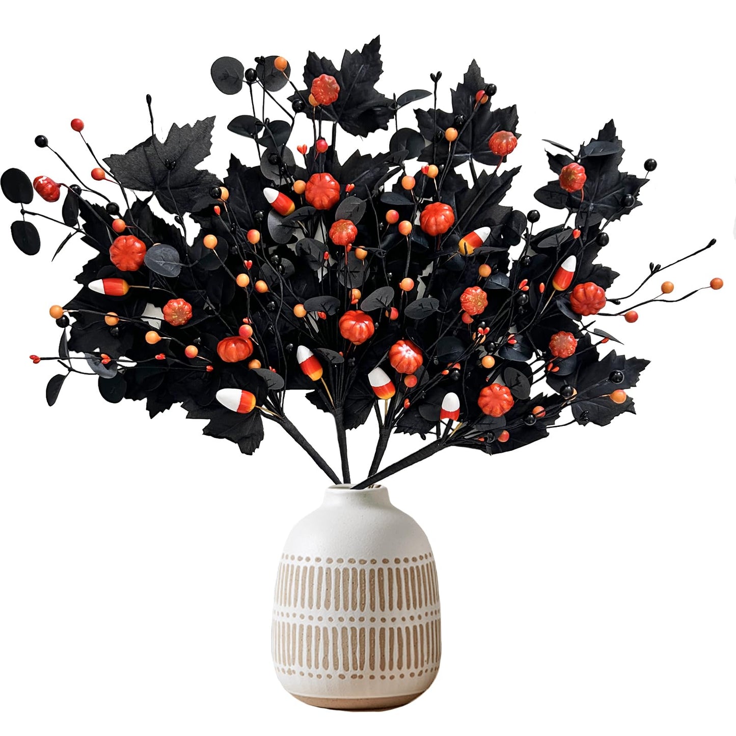 Bibelot 22inch Halloween Eucalyptus Wreaths Bow Decorative Wreaths Black Wreaths Pumpkin Decorative Wreaths Party Holiday Celebration Wreaths Indoor Outdoor Home Decoration Wreath