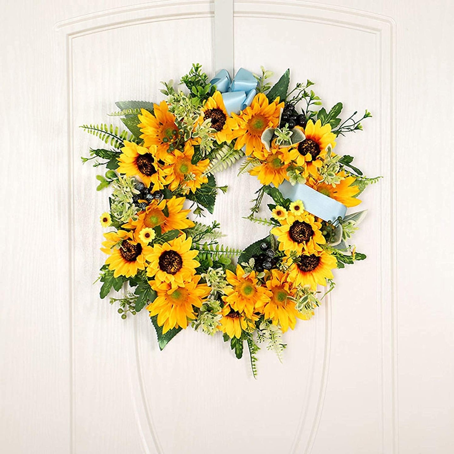 Artificial Sunflower Wreath Front Door Wreath Silk Flower Wreath Simulated Sunflower Garland for Holiday Wedding Party Decoration