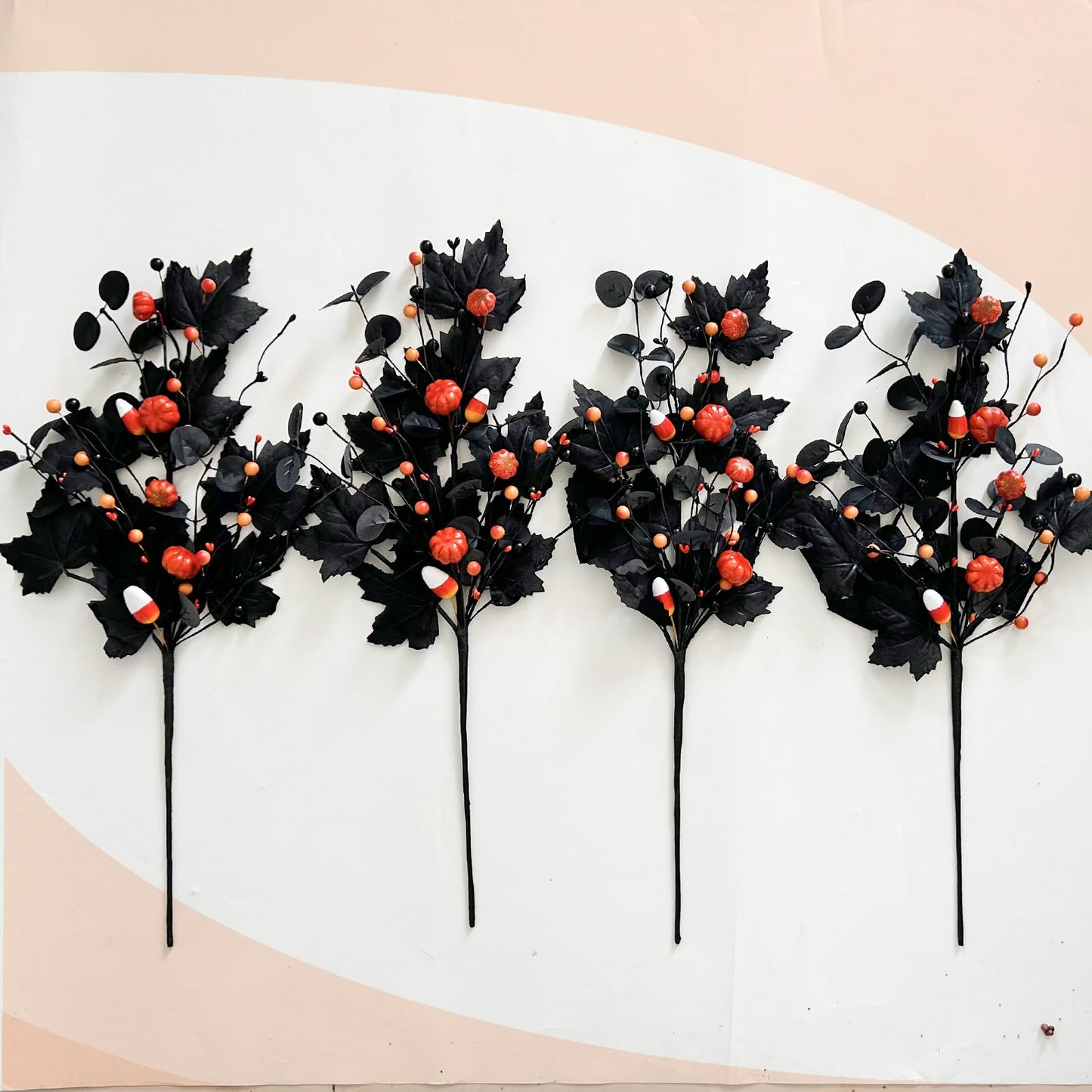 Bibelot 22inch Halloween Eucalyptus Wreaths Bow Decorative Wreaths Black Wreaths Pumpkin Decorative Wreaths Party Holiday Celebration Wreaths Indoor Outdoor Home Decoration Wreath